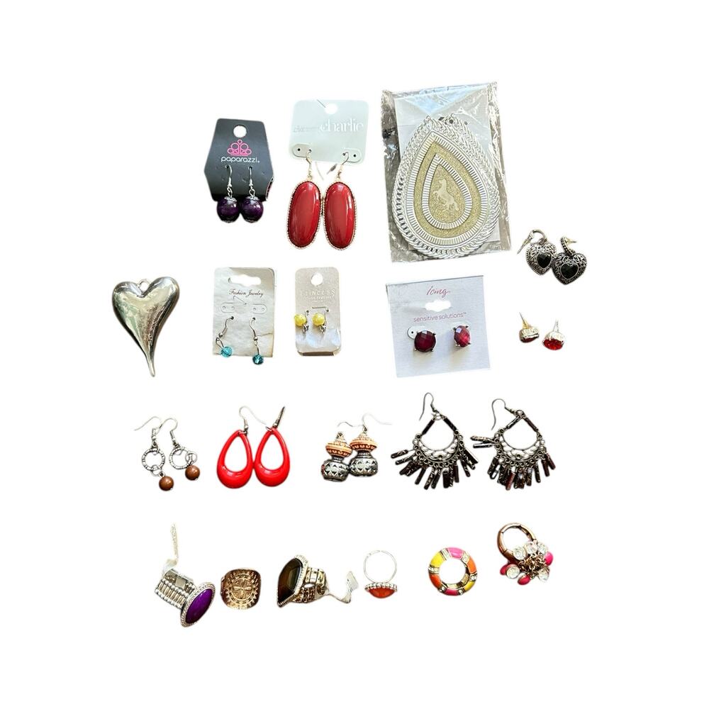 Mixed Fashion Earring & Ring Lot – 15+ Pieces – Some New with Tags!